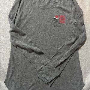 Old Navy Gray Long Sleeve thermal shirt with holiday pug